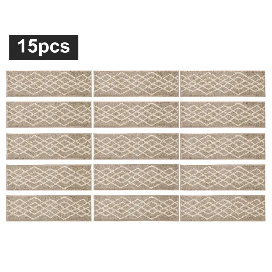 15pc Beige Classic Geometric Carpet Stairs