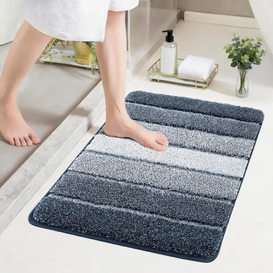 17x24 Dark Blue Tone-on-Tone Ombre Square Bathroom Rug