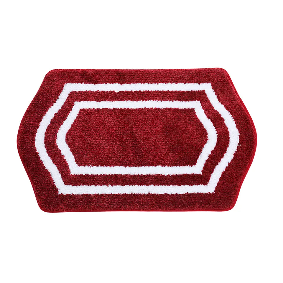 17x27 Red Luxury Plush Oval Bath Rugs