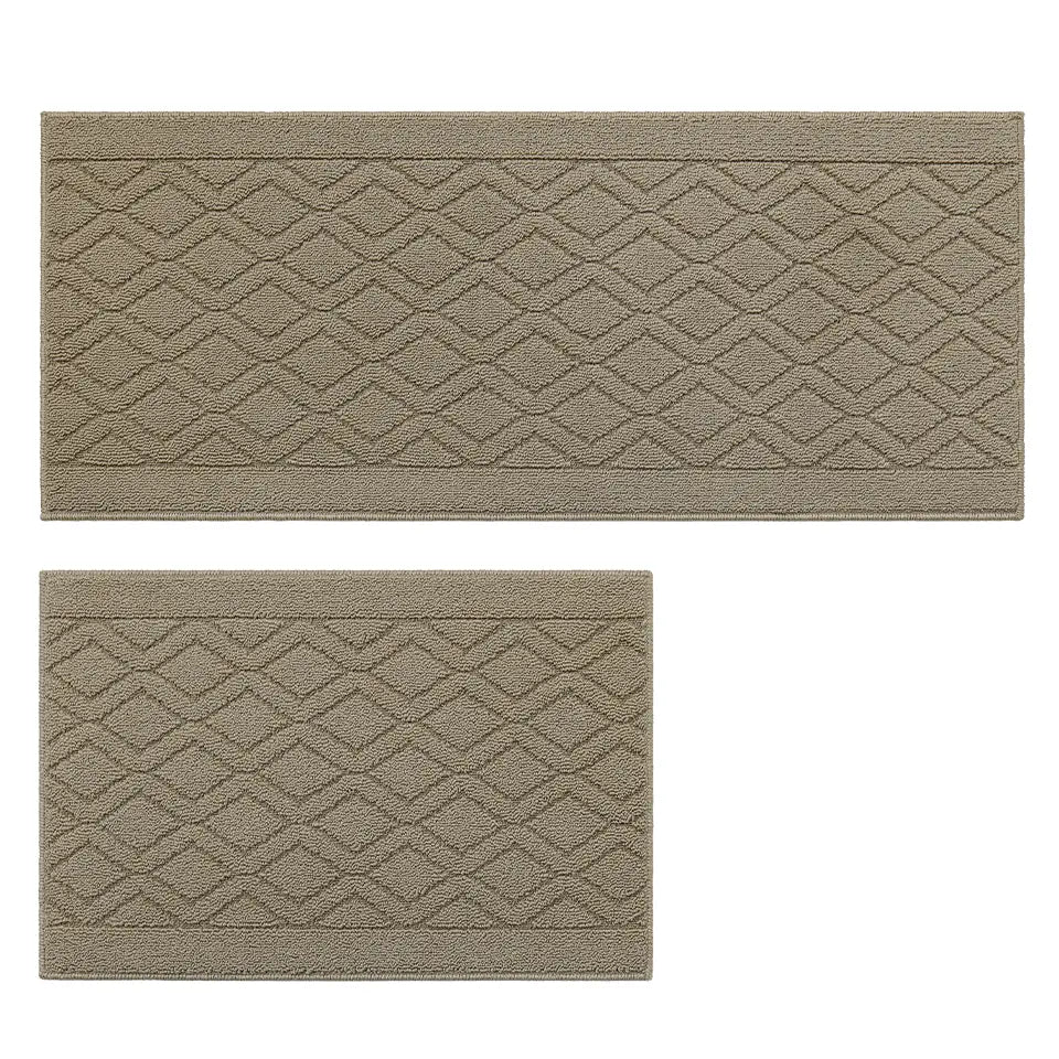 20x30 20x48 Beige Wave Geometric Kitchen Mat