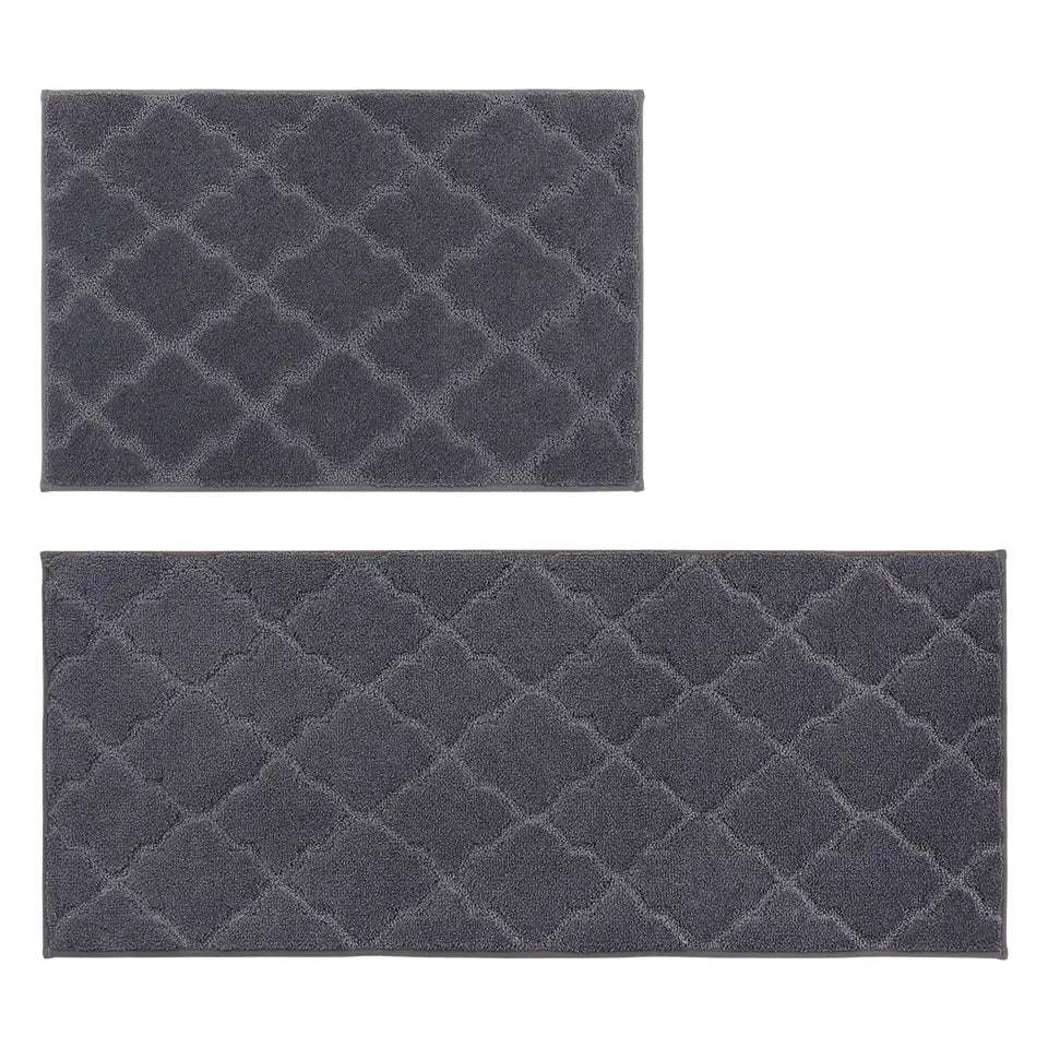 20x30 20x48 Dark Grey Trellis Scatter Rugs for Kitchen