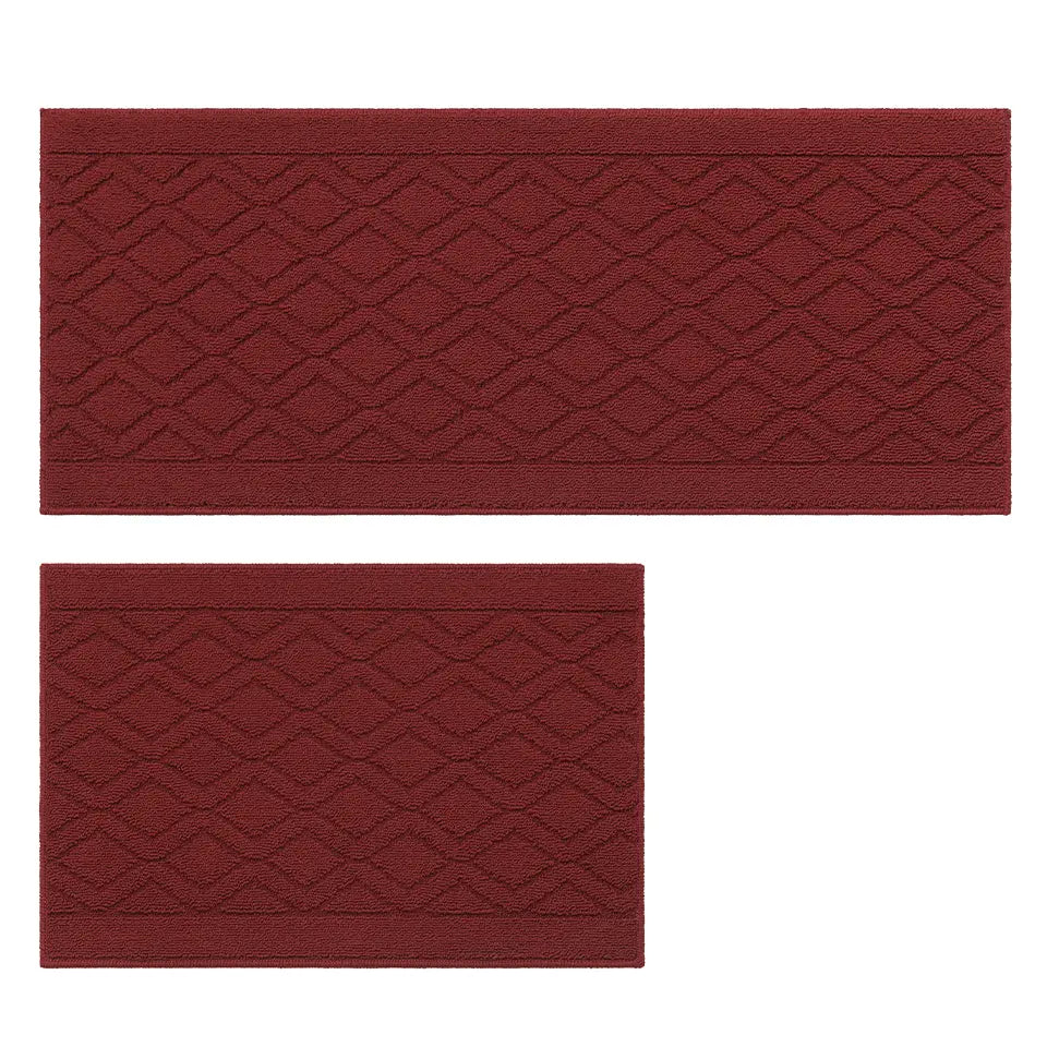 20x30 20x48 Red Wave Geometric Kitchen Mat