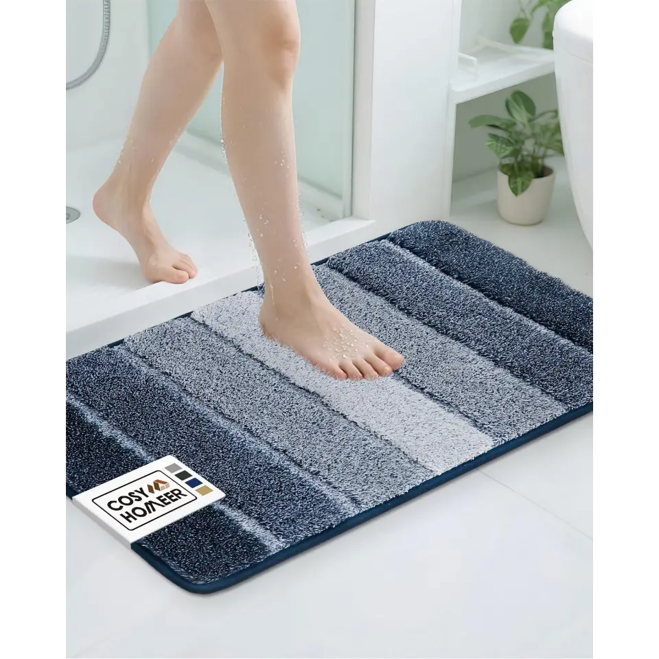 20x30 Dark Blue Ombre Square Bathroom Rug