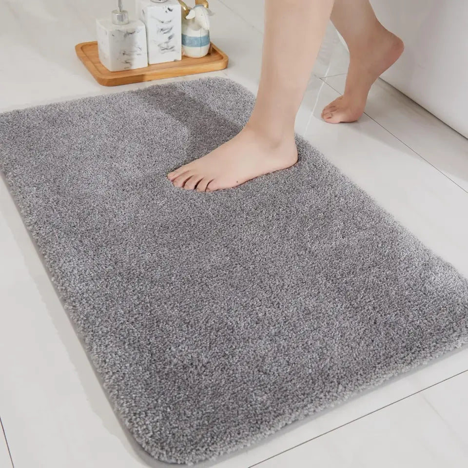 20x32 Grey Plain Color Luxury Bath Rugs