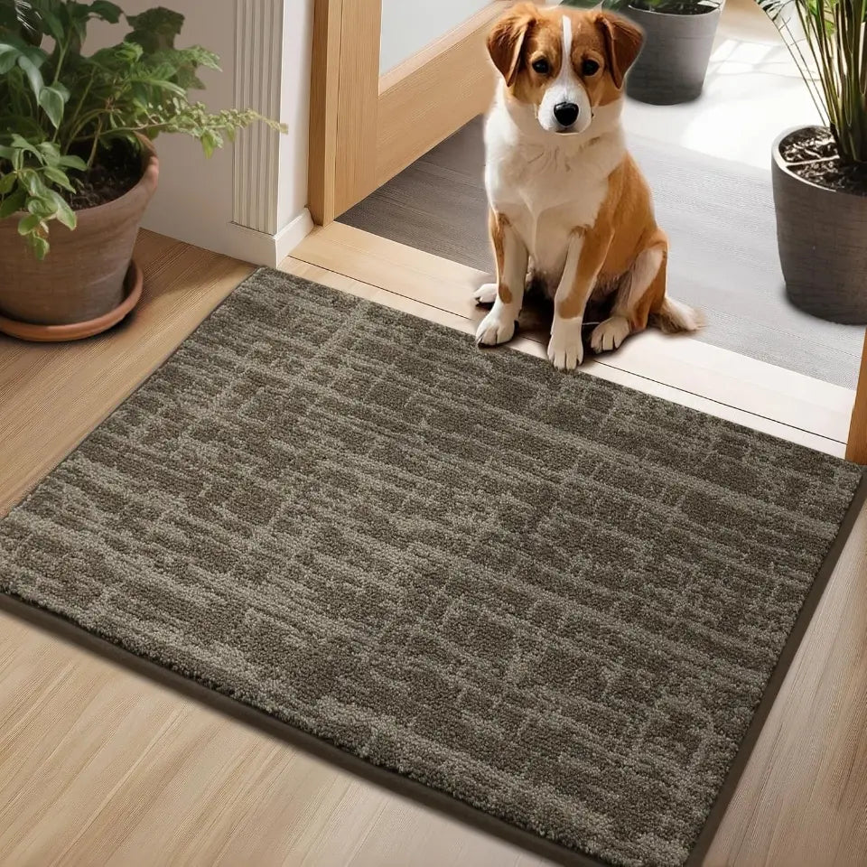 20x32 Light Brown Abstract Carpet Front Door