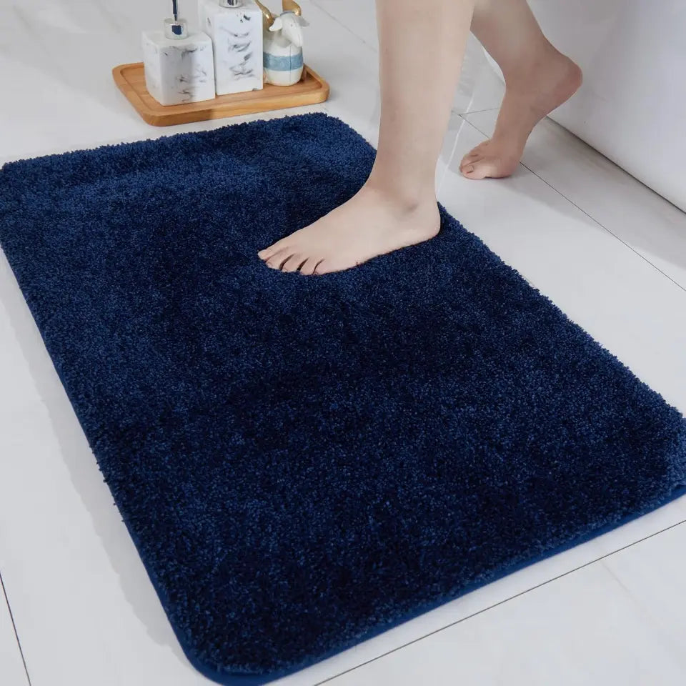 20x32 Navy Blue Plain Color Luxury Bath Rugs