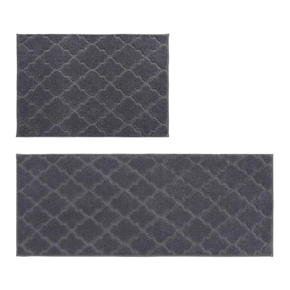 24x35 24x60 Dark Grey Trellis Scatter Rugs for Kitchen