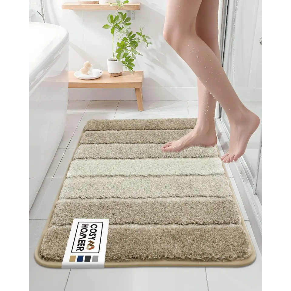 24x36 Beige Ombre Square Bathroom Rug