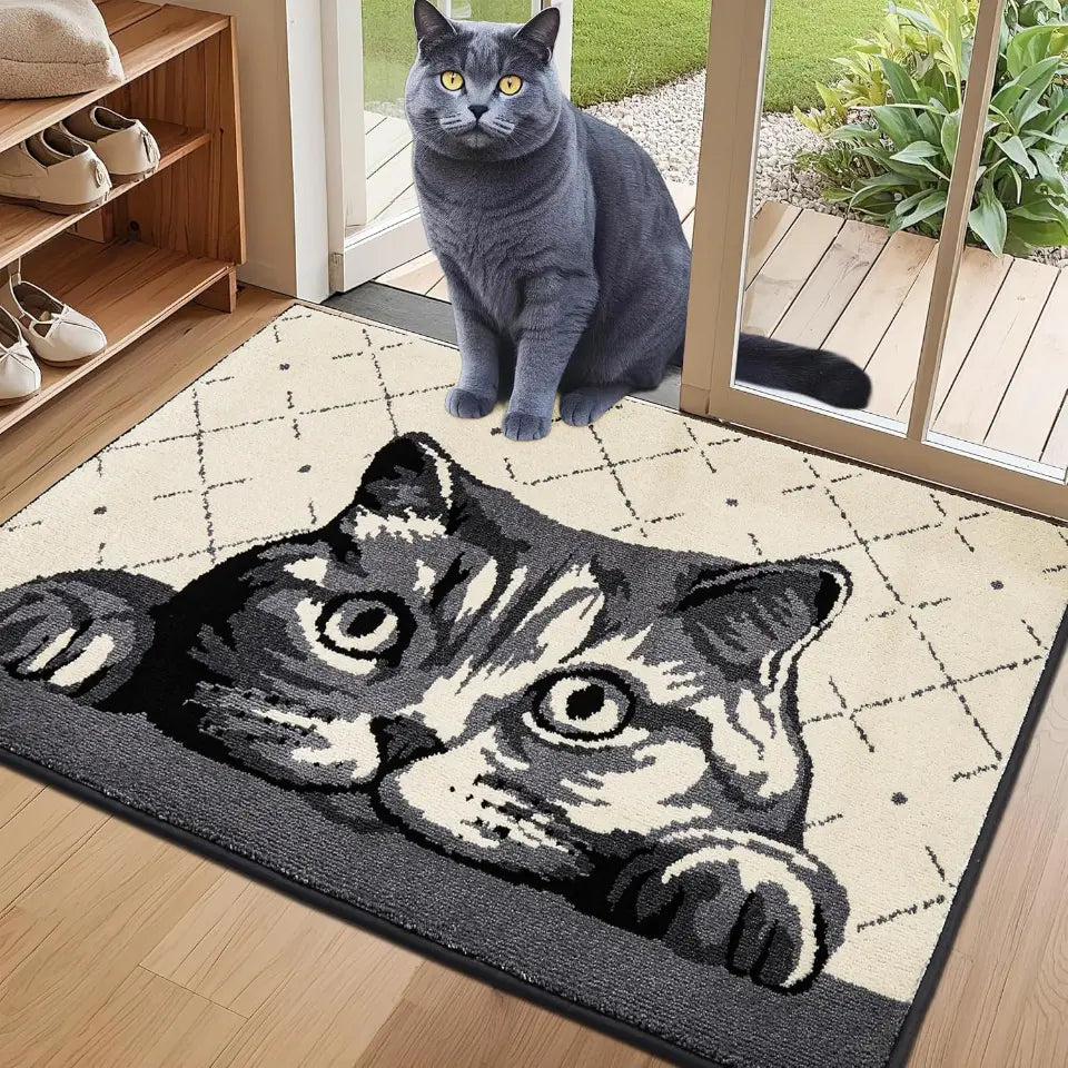 24x36 Grey Cat Welcome Mat