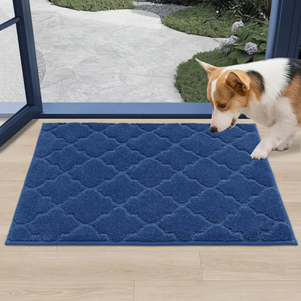 24x36 Middle Blue Lozenge Door Rug Indoor