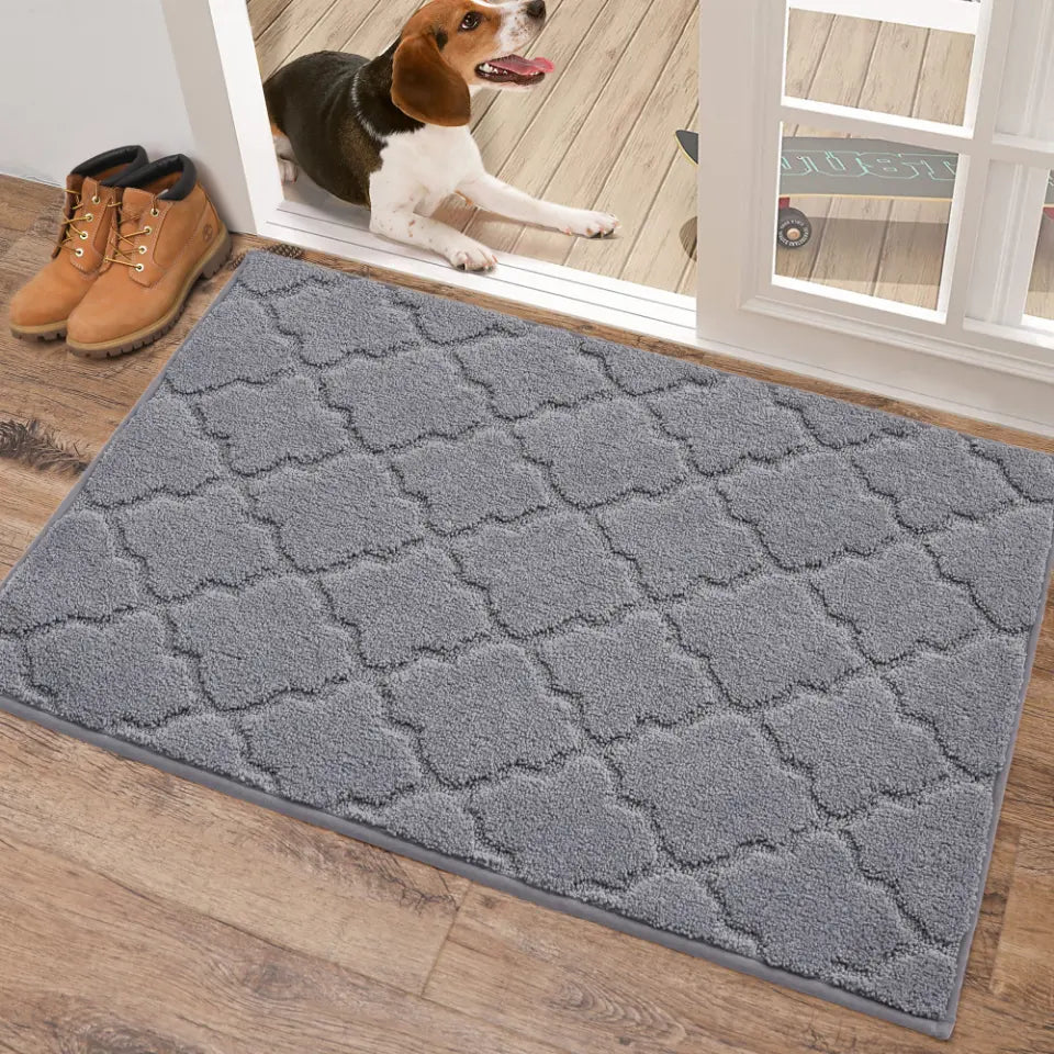 24x36 Middle Grey Trellis Door Rug Indoor