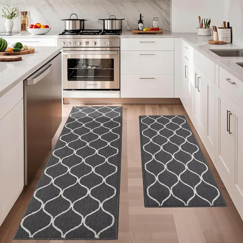 24x48 24x71 Grey Simple Trellis Kitchen Floor Mats