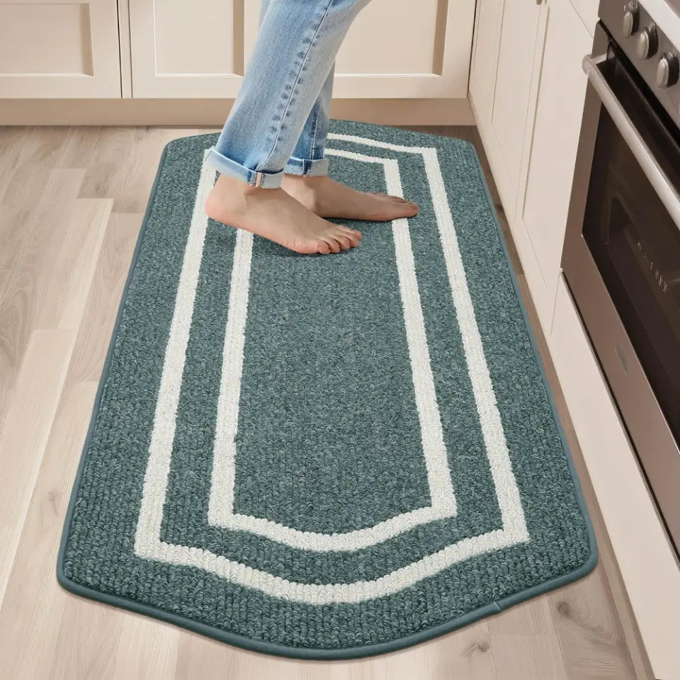 24x48 Lake Blue Long Oval Washable Kitchen Rugs