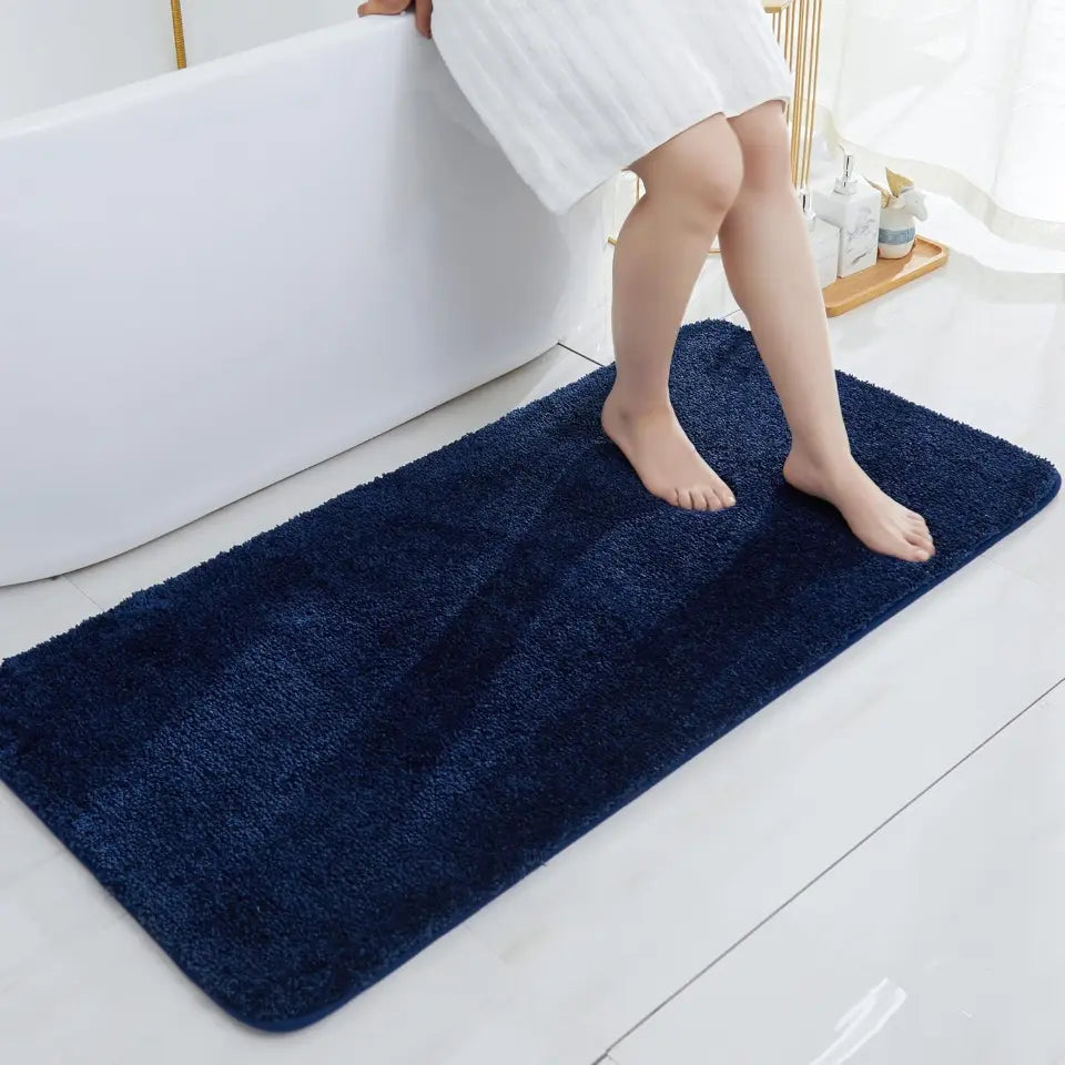 24x48 Navy Blue Plain Color Luxury Bath Rugs