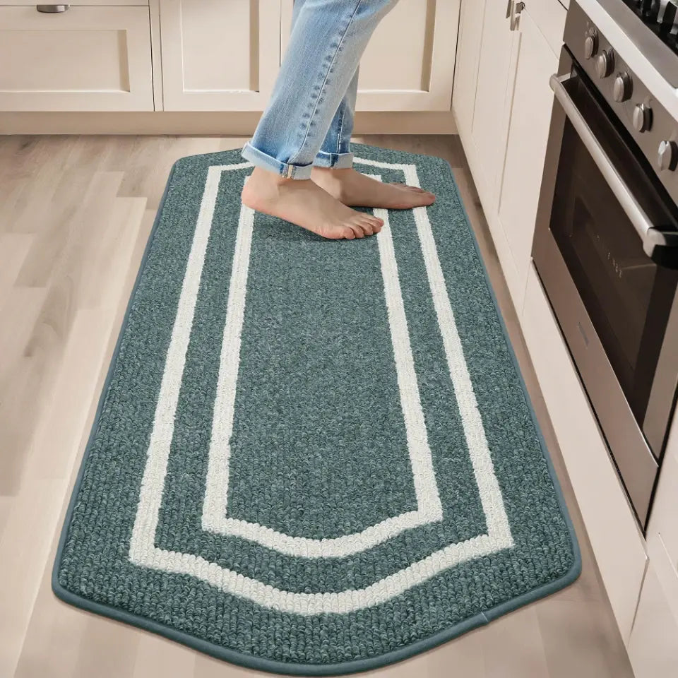 24x59 Lake Blue Long Oval Washable Kitchen Rugs