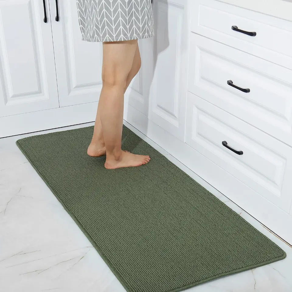 24x60 Green Plain Kitchen Rugs