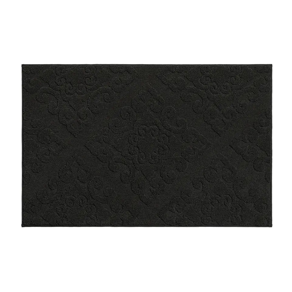32x48 Black Elegant Floral Door Mats