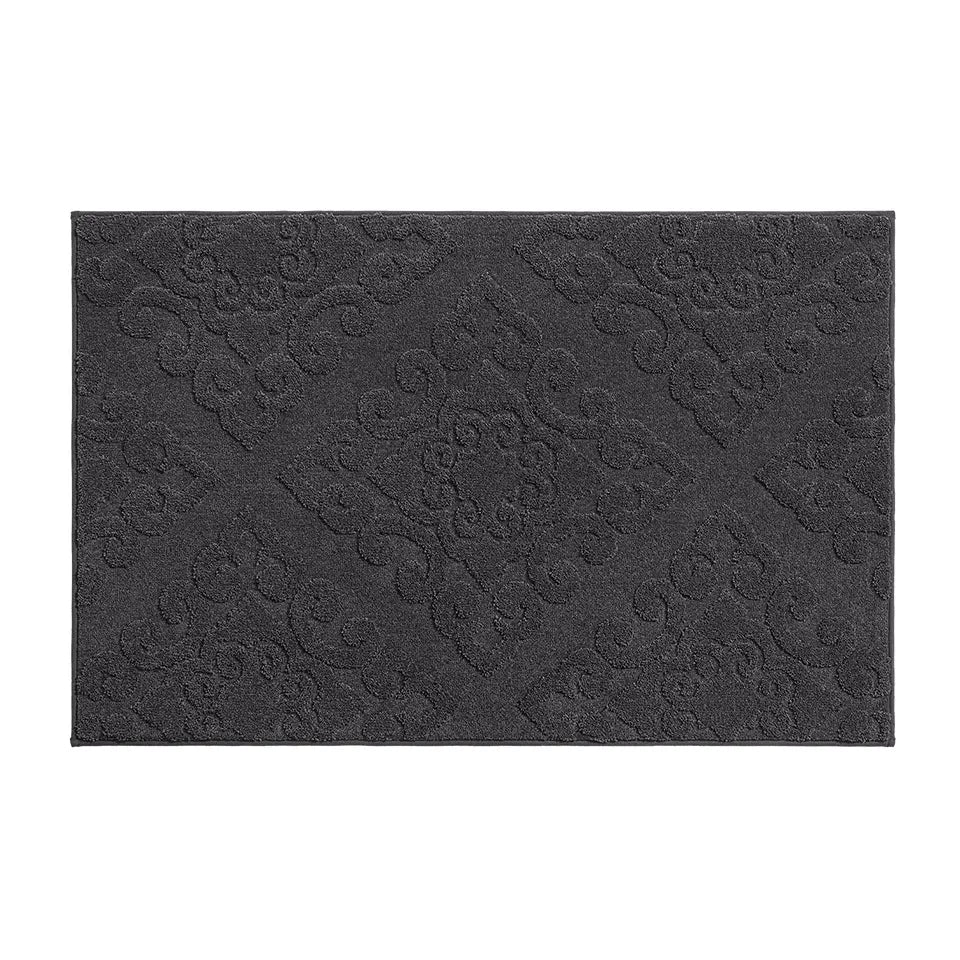 32x48 Dark Grey Elegant Floral Door Mats