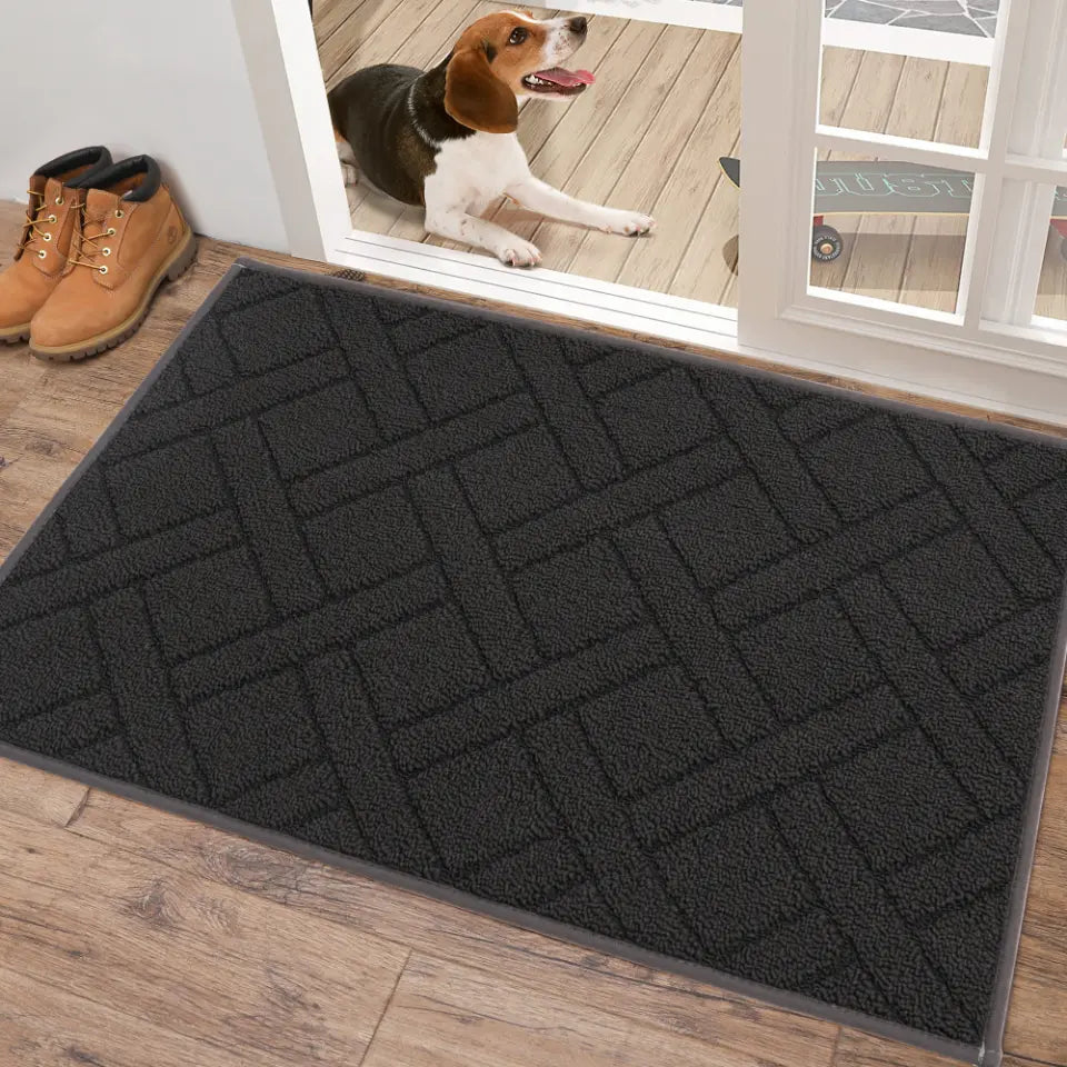 32x48 Large Black Classic Pattern Mud Door Mat