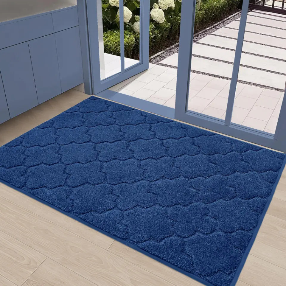 32x48 Large Blue Lozenge Door Rug Indoor