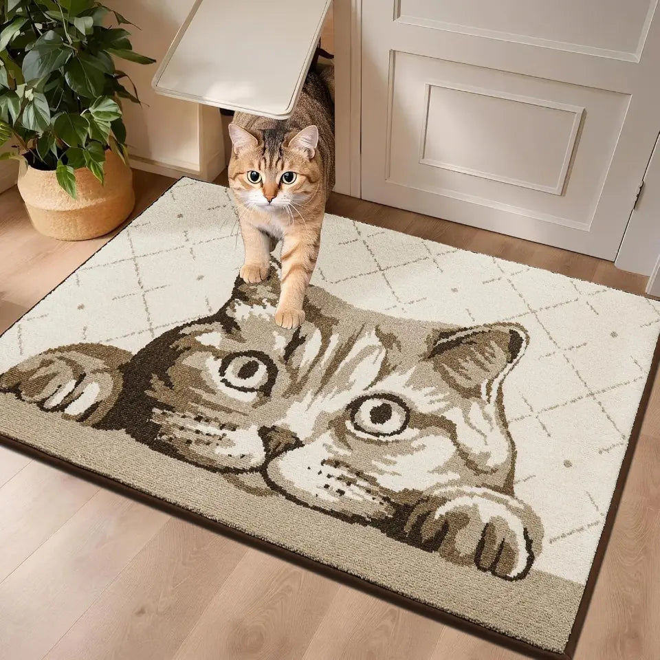 32x48 Taupe Cat Welcome Mat