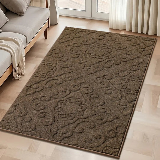 36x60 Brown Elegant Floral Door Mats in Living Room