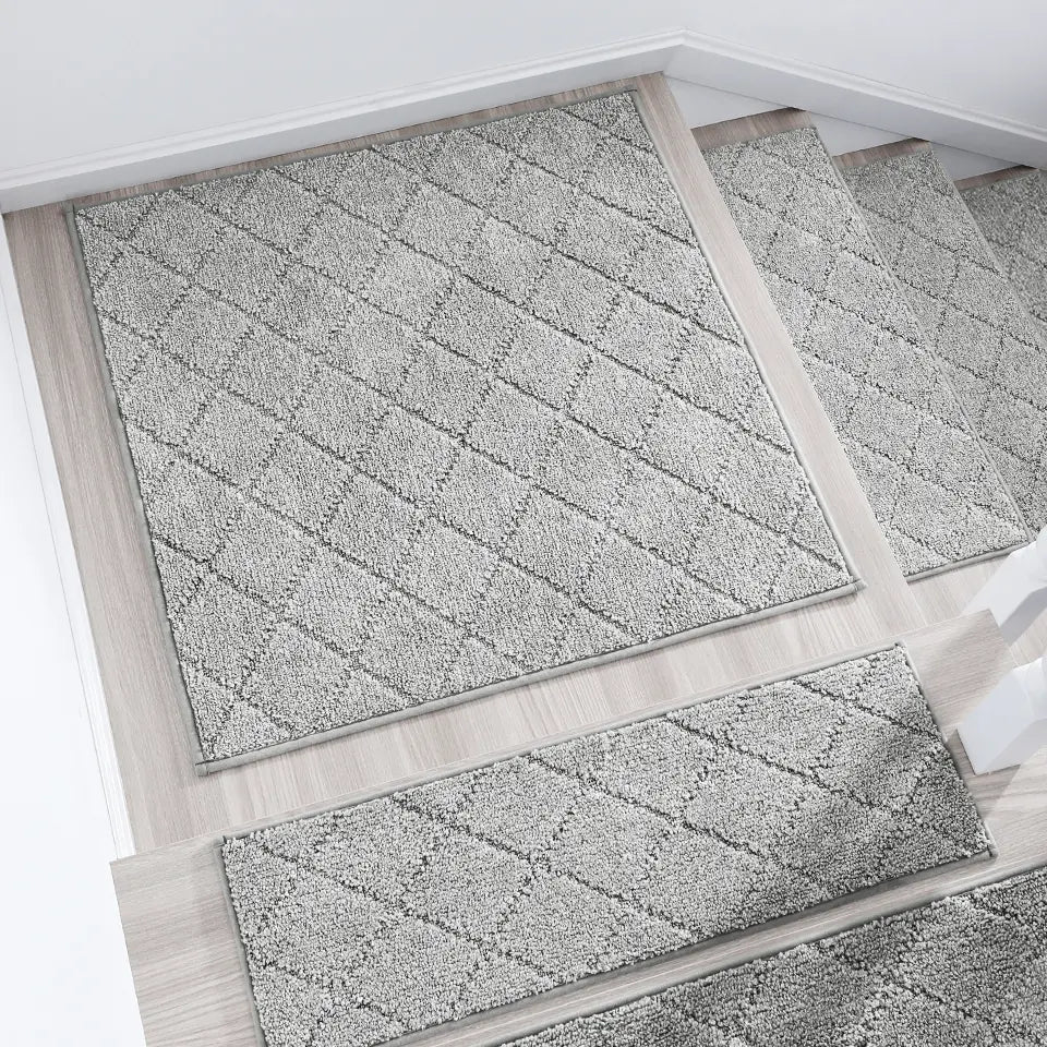 9x28 30x30 Diamond Stair Treads Putting on Steps