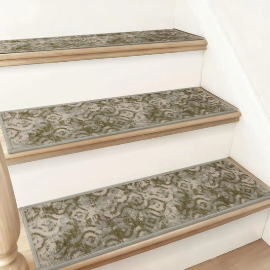 Abstract Swirl - Wave Gray Geometric Floral Durable Stair Treads
