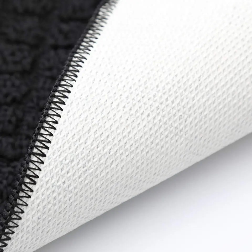 Backing of Black D Shaped Small Kitchen Rugs