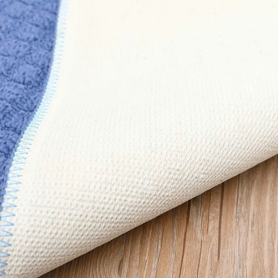 Backing of Blue D Shaped Small Kitchen Rugs