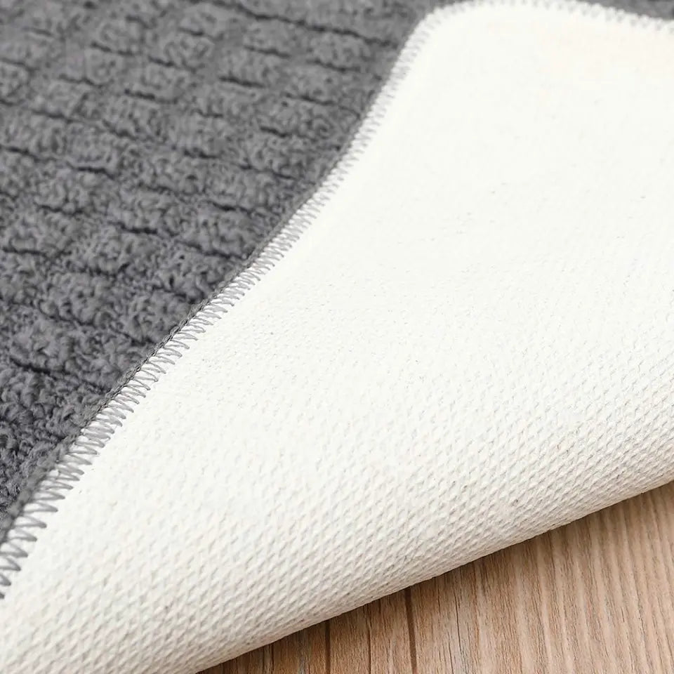 Backing of Grey D Shaped Small Kitchen Rugs