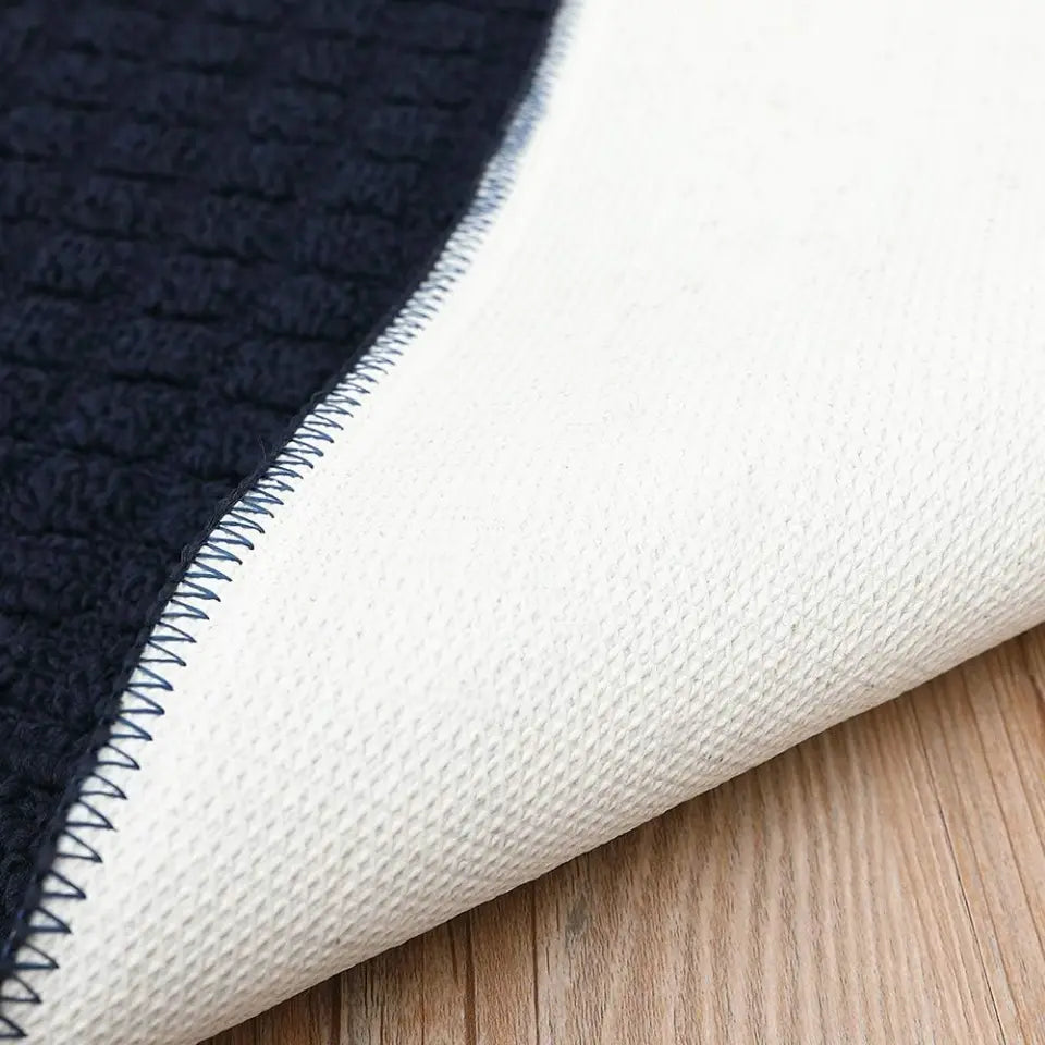 Backing of Navy Blue D Shaped Small Kitchen Rugs