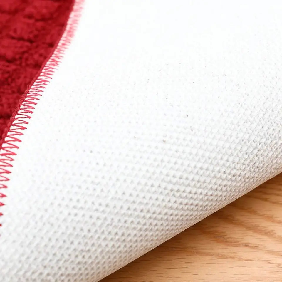 Backing of Red D Shaped Small Kitchen Rugs