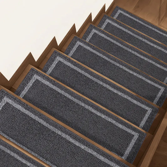 Black Carpet with Border for Stairs Putting on Staircase