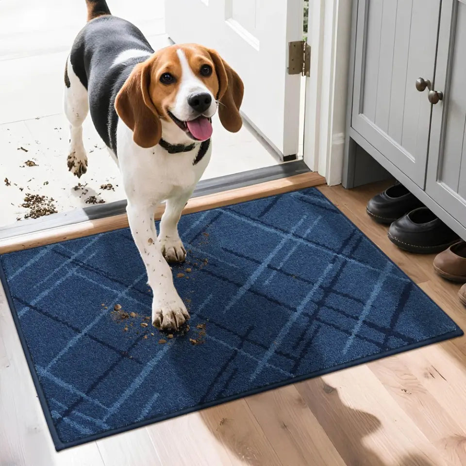 Blue 20x32 Abstract Buffalo Plaid Doormat