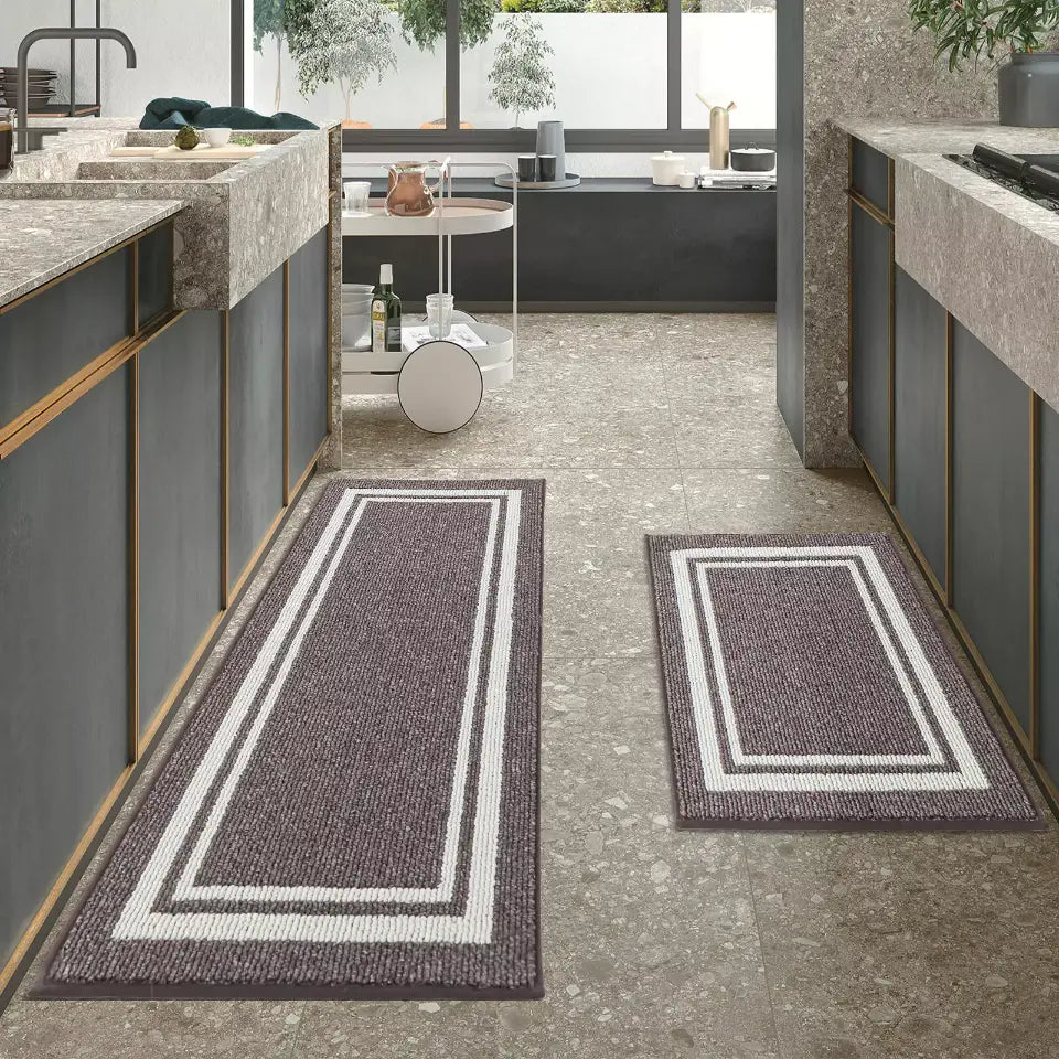 Brown Carpet Laying on Kitchen Floor