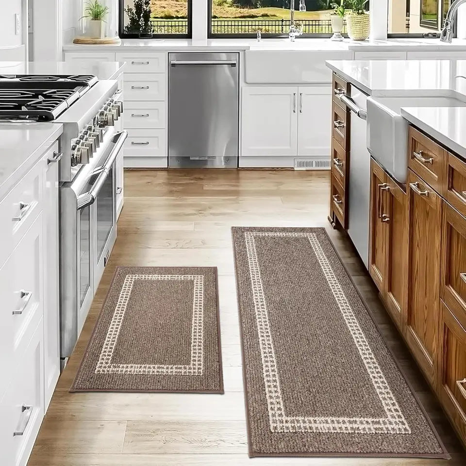 Brown Frame Washable Kitchen Mats
