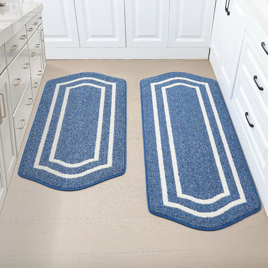 Brown Long Oval Washable Kitchen Rug Between Kitchen Cabinet