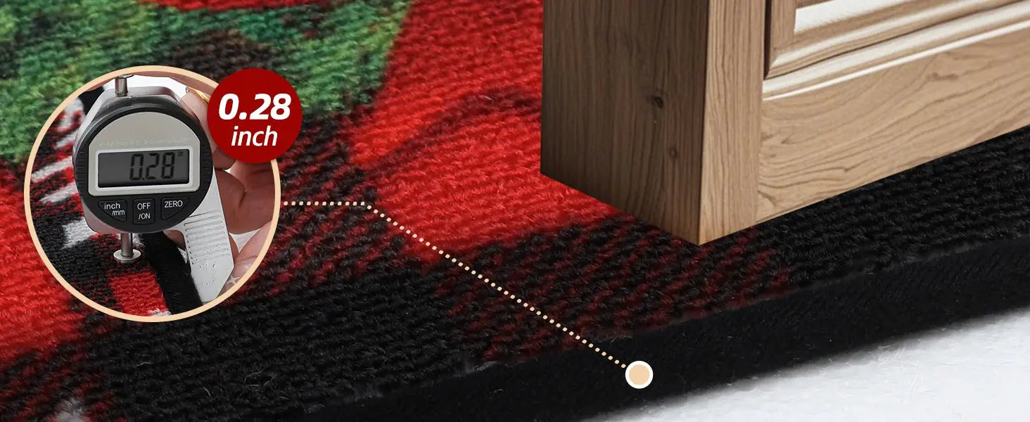 Buffalo Plaid Poinsettia Christmas Floor Mats which is Low Profile