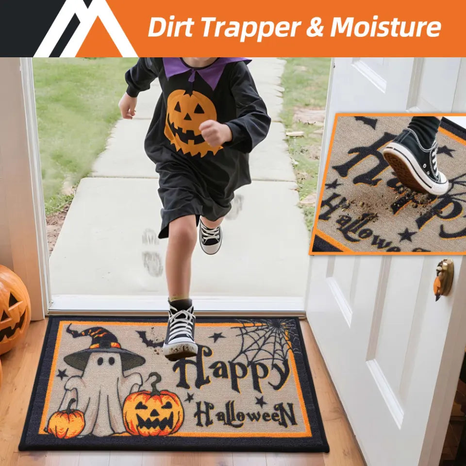 Dirt Trapper Moisture Happy Halloween Spiderweb Doormat