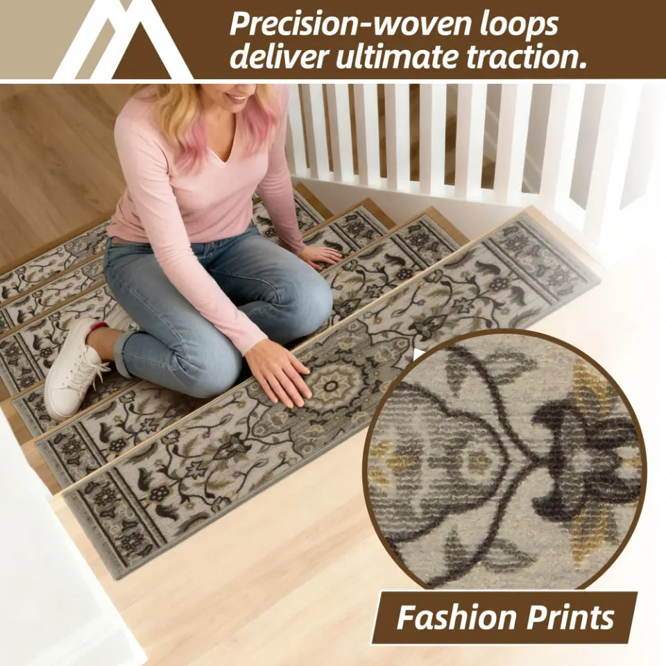 Fashion Prints Vintage Floral Durable Stair Treads