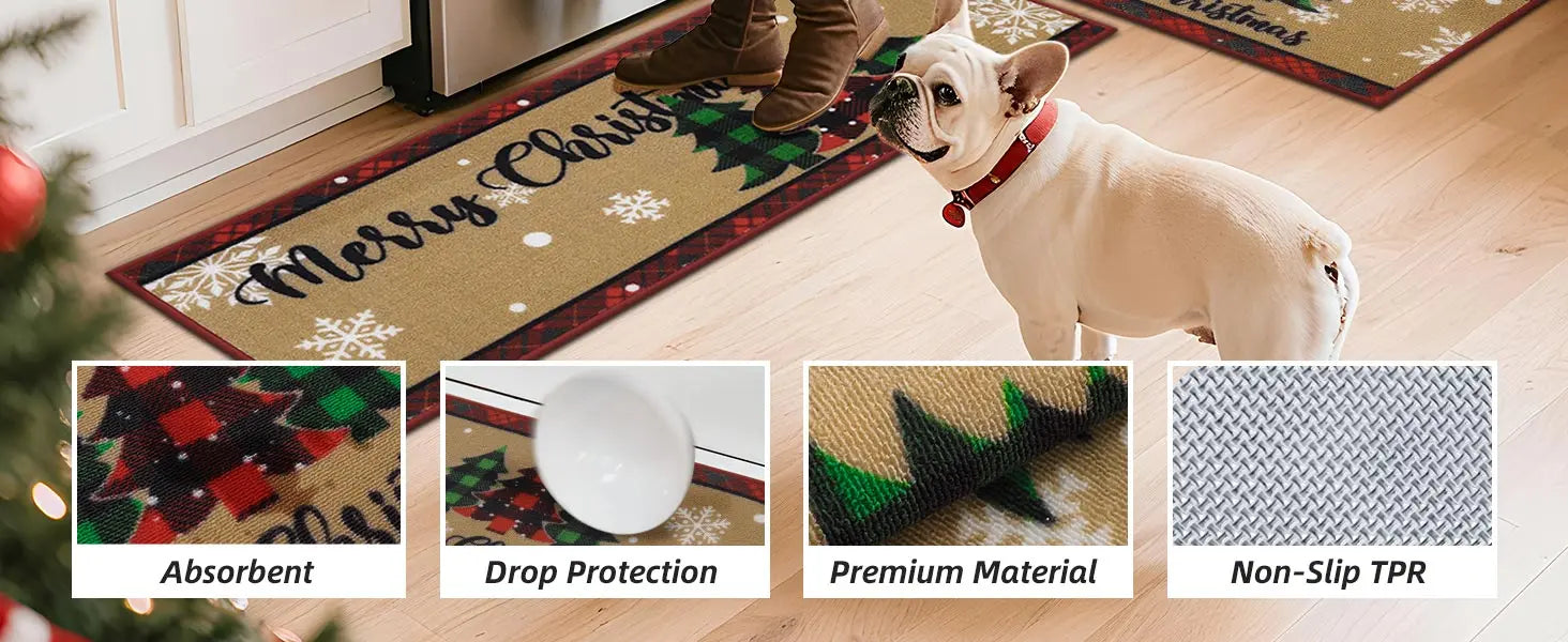 Features of Tree Snowflakes Xmas Kitchen Mats