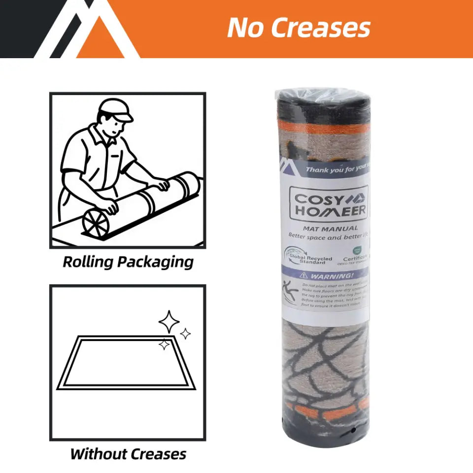 Free Creases Rolling Packaging for Happy Halloween Spiderweb Doormat