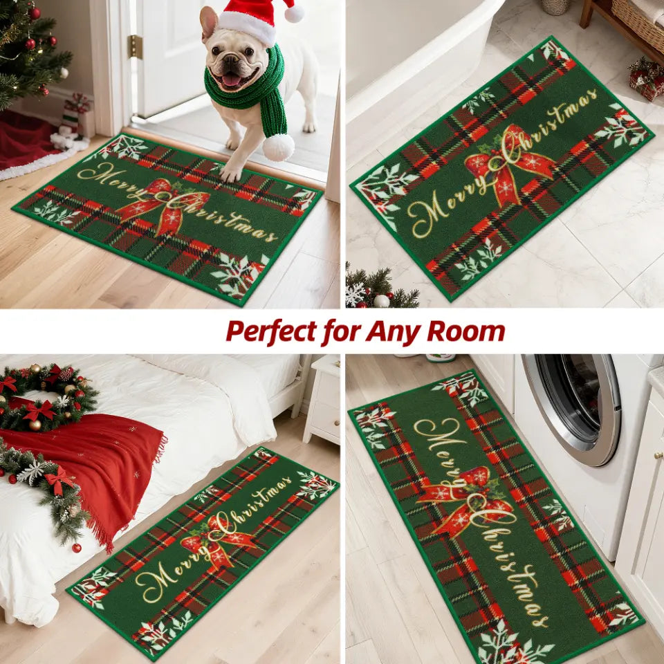 Green Tartan Christmas Floor Mats for Kitchen which Perfec for Any Room