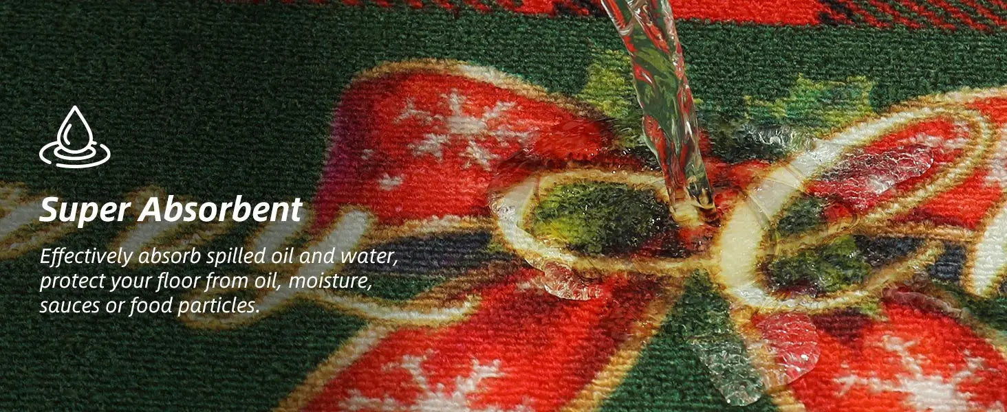 Green Tartan Christmas Floor Mats for Kitchen which is Super Absorbent