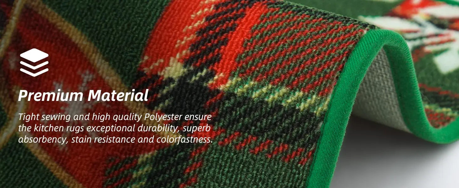 Green Tartan Christmas Floor Mats for Kitchen which with Premium Material
