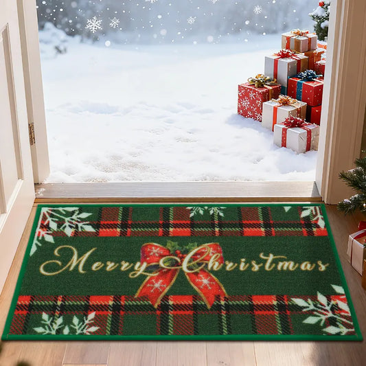 Green Tartan Xmas Floor Mat for Xmas Design