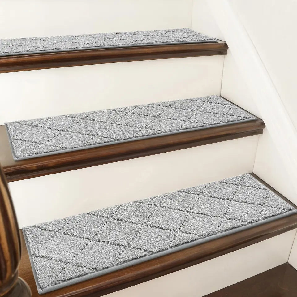 Light Grey Diamond Stair Treads on Staircase