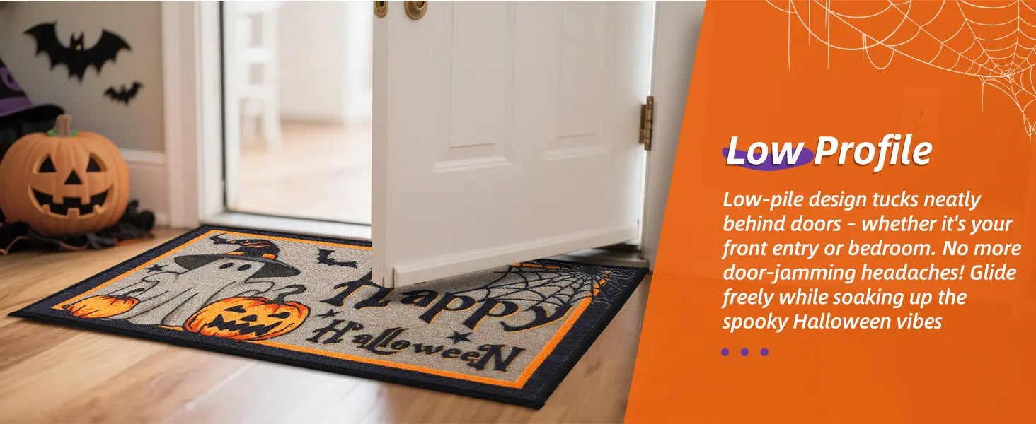 Low Profile Feature of Trick or Treat Halloween Kitchen Mat