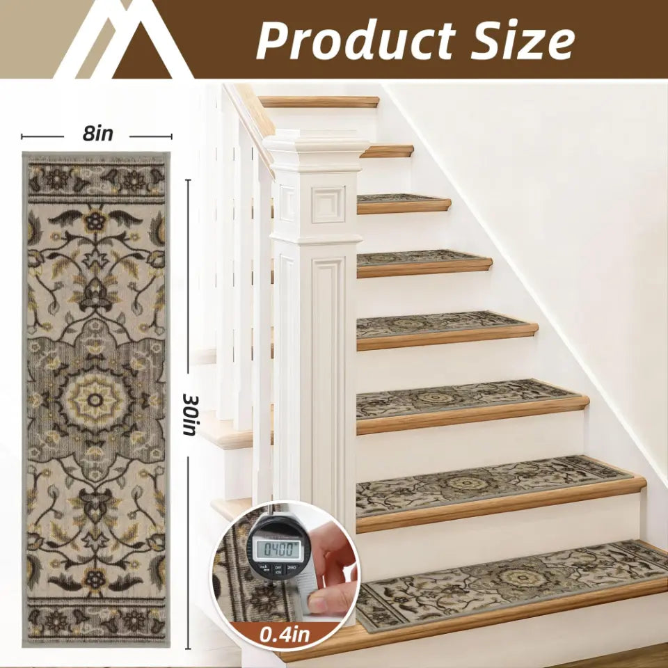 Product Size of Vintage Floral Durable Stair Treads